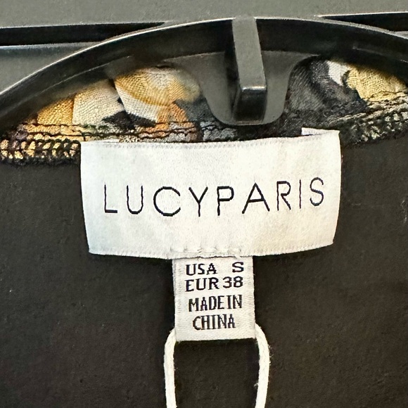 NWT Lucy Paris black Floral  long sleeve lined dress women’s size small - Picture 3 of 4